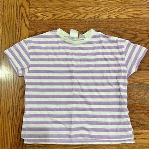 Zara Kids Purple and White Striped Tee